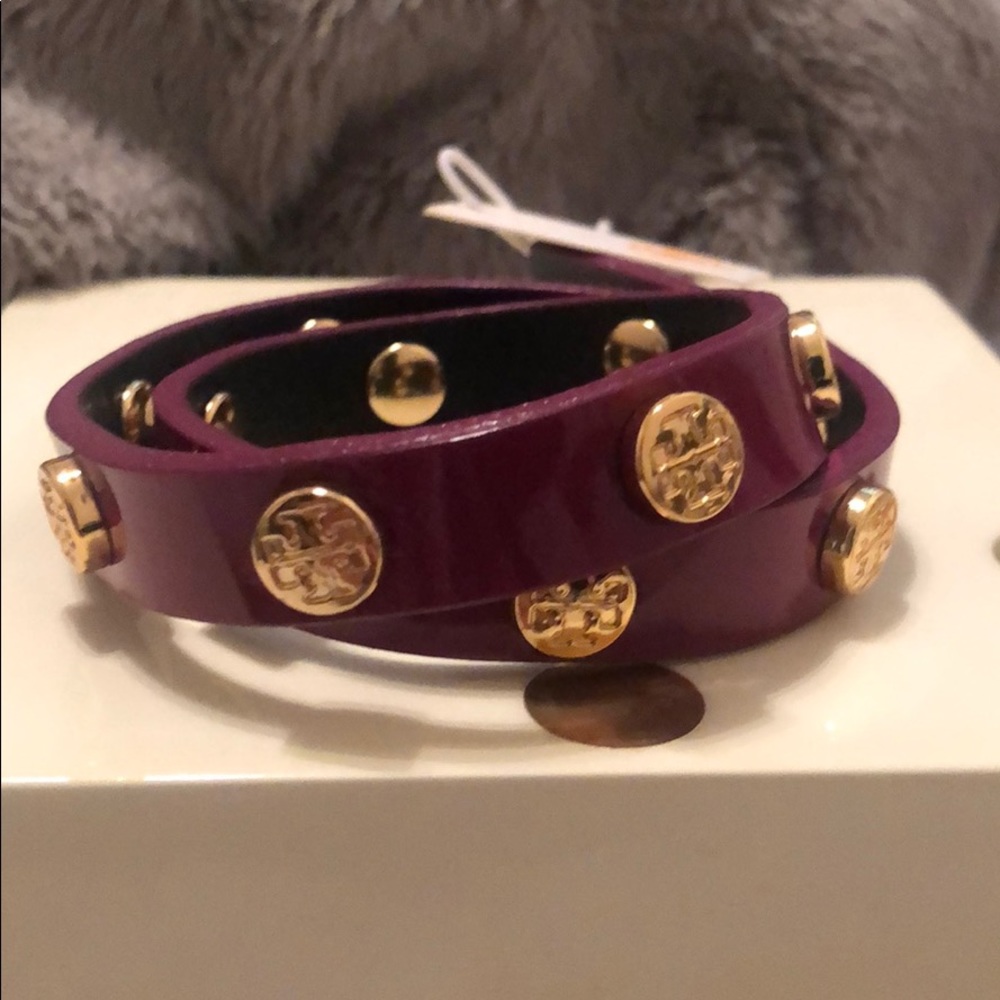 Tory Burch double wrap logo stud bracelet